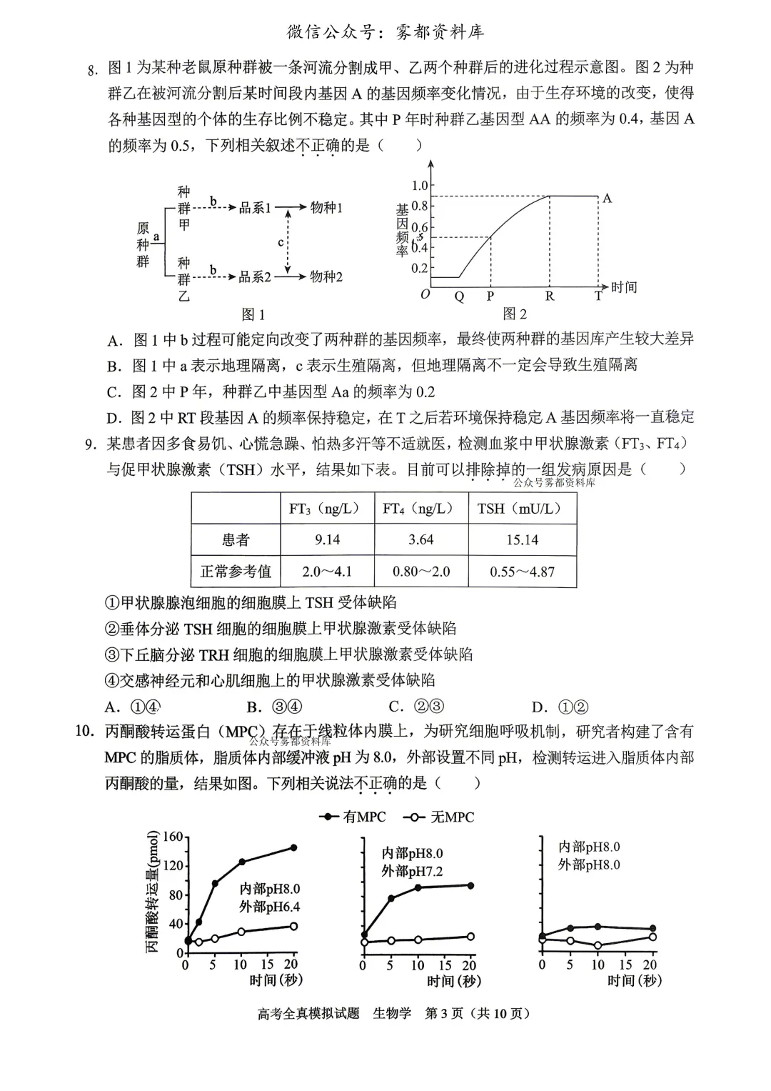 西南大学附中高2026届高三5月高考全真模拟考试生物试题 第7张