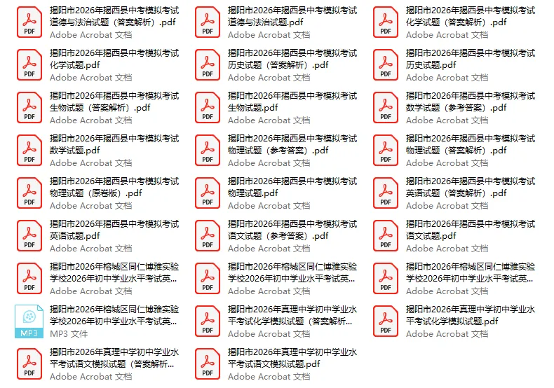 2026年揭阳市中考一模试题及参考答案汇总(附电子版下载打印) 第3张