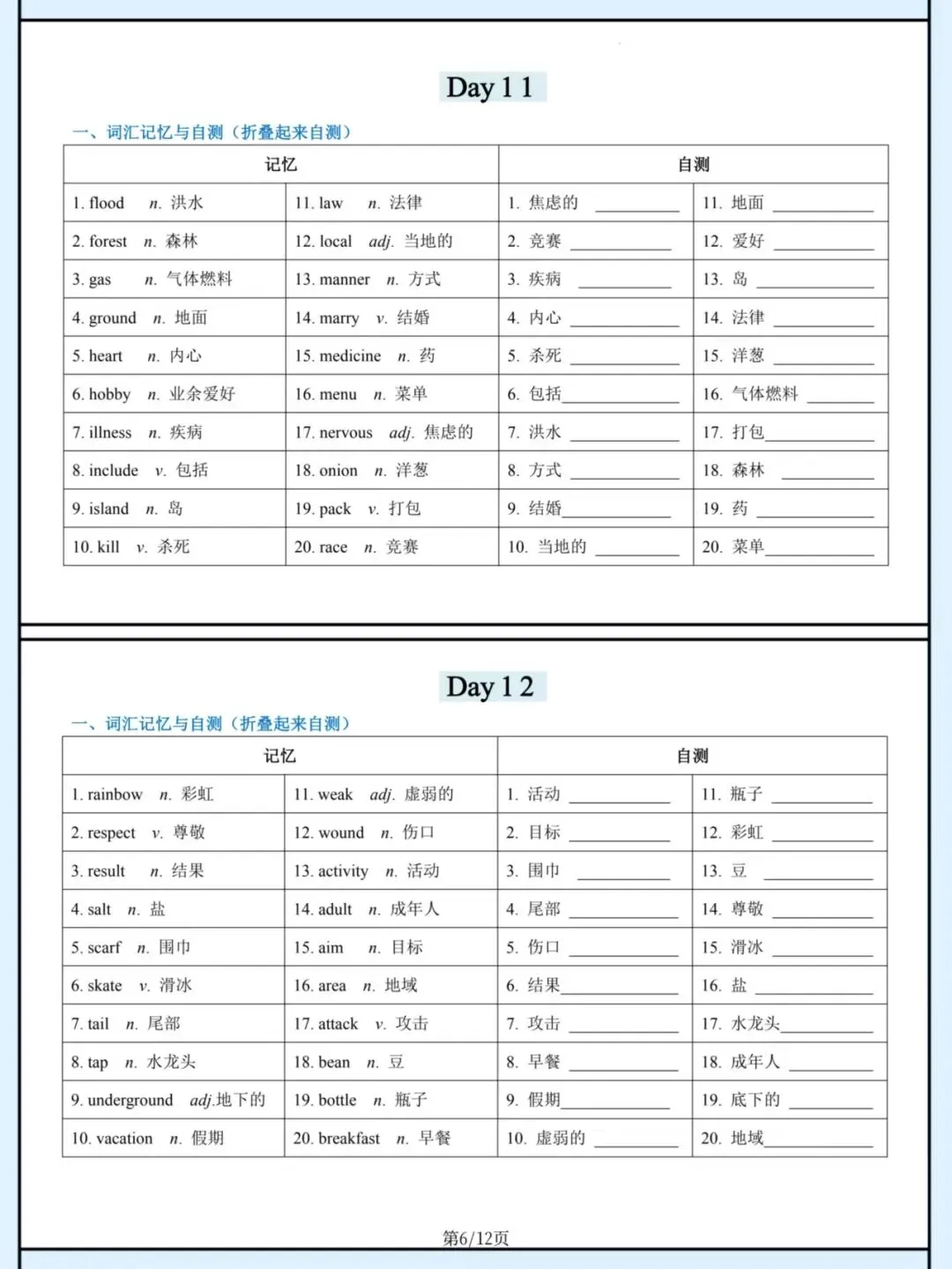 2026春中考英语480个高频词汇(24天背诵打卡),电子版可打印 第7张
