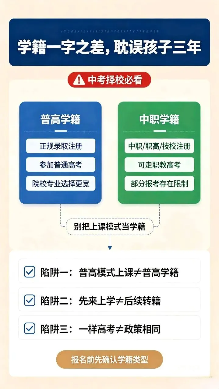 中考低分家长警惕!“普高技校一体”,重点看清学籍-第2张图片-四季读书网