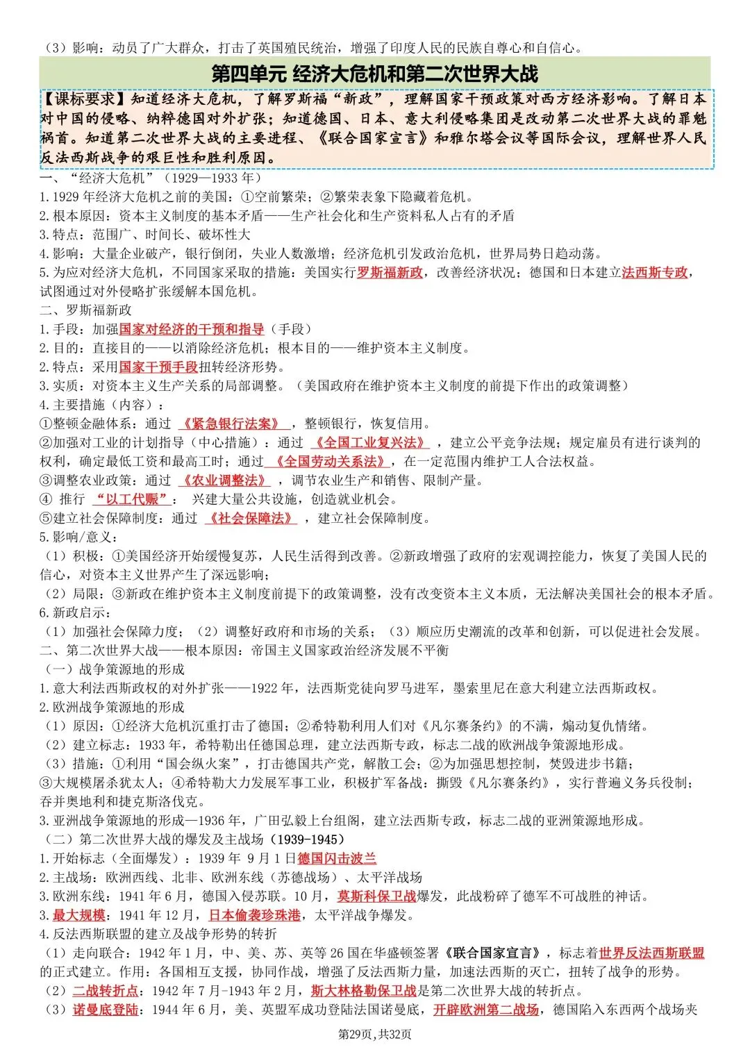 2026秋新版中考历史《总复习提纲》(知识点汇总)可打印-第31张图片-四季读书网 2026秋新版中考历史《总复习提纲》(知识点汇总)可打印-第31张图片-四季读书网