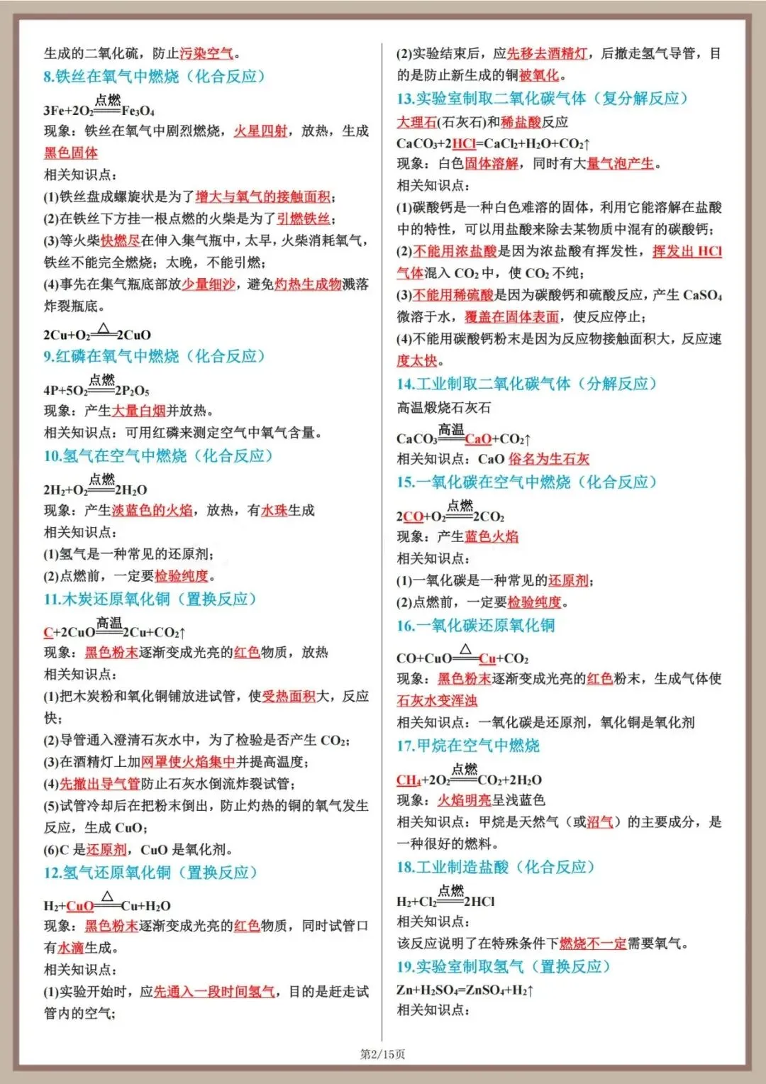 【瞧见化学】中考化学方程式汇总-第2张图片-四季读书网