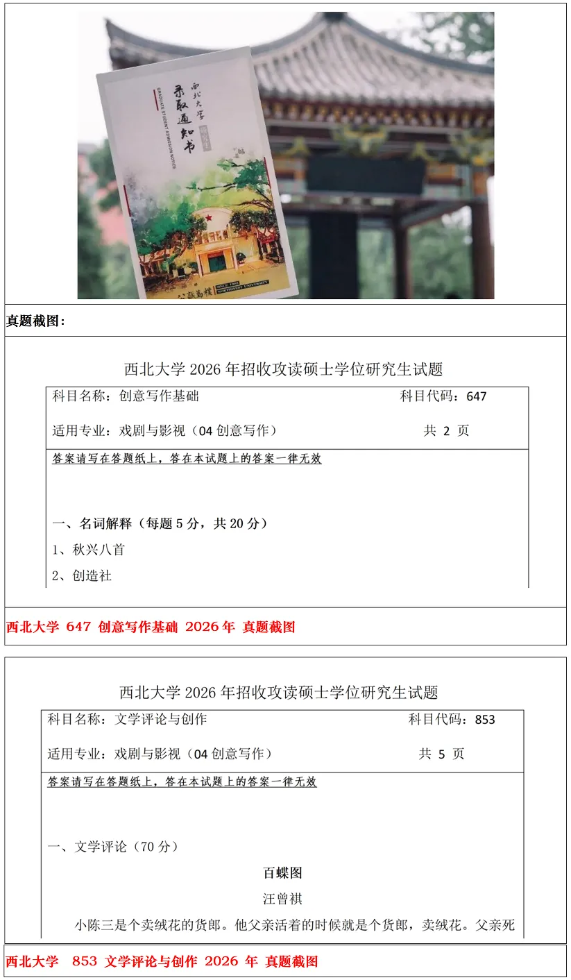 西北大学2027考研真题和资料 | 西北大学创意写作考研647创意写作基础853文学评论与创作真题答案笔记习题!持续更新中……-第15张图片-四季读书网 西北大学2027考研真题和资料 | 西北大学创意写作考研647创意写作基础853文学评论与创作真题答案笔记习题!持续更新中……-第15张图片-四季读书网