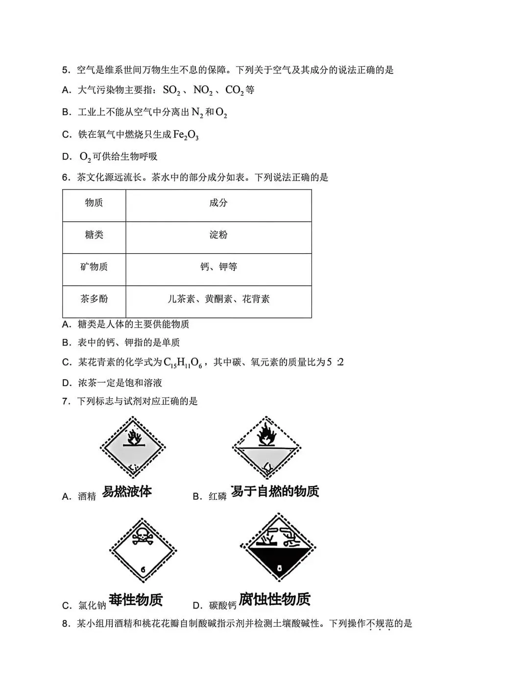 2026年山东中考统考化学试卷及答案-第2张图片-四季读书网