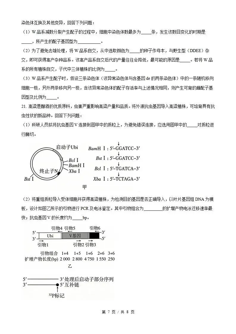 2026年高考生物贵州卷省真题答案试卷解析新夏季学业水平选择性考试-第5张图片-四季读书网 2026年高考生物贵州卷省真题答案试卷解析新夏季学业水平选择性考试-第5张图片-四季读书网