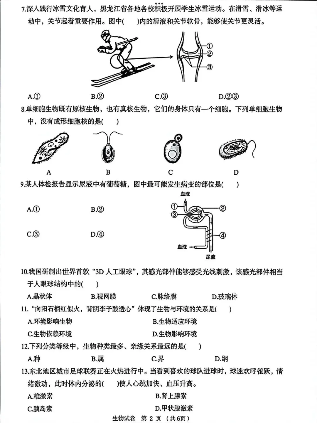 2026龙东“中考”生物真题与答案-第2张图片-四季读书网
