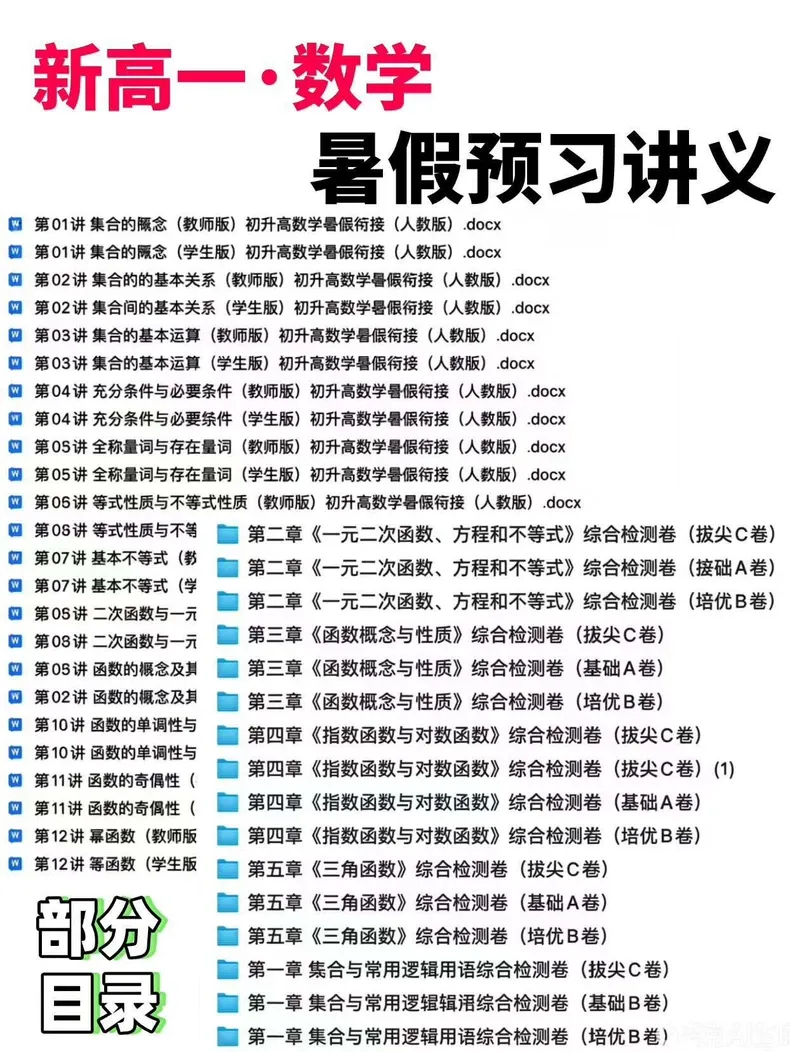 中考成绩≠高一实力!新高一暑假衔接讲义公益领取 语文数学英语物化 新高一暑假预习人教广东通用版word格式,教师版+学生版-第3张图片-四季读书网 中考成绩≠高一实力!新高一暑假衔接讲义公益领取 语文数学英语物化 新高一暑假预习人教广东通用版word格式,教师版+学生版-第3张图片-四季读书网
