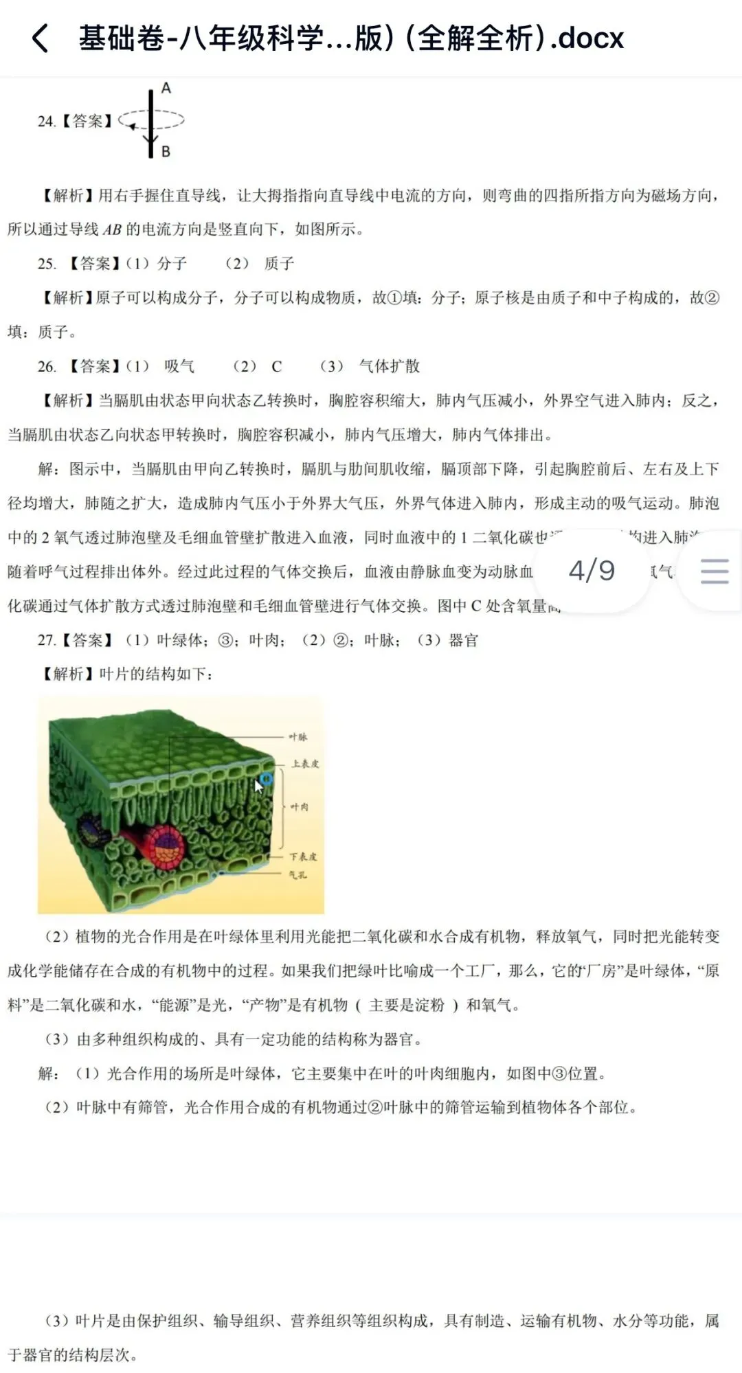 2025年八下科学浙教版:期末试卷基础与拔高21份含答案详解 | 完整版word版可下载打印-第20张图片-四季读书网