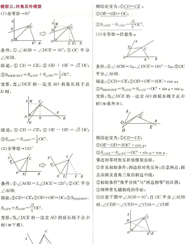 【初中数学资料】初中数学中考几何常考个模型-第2张图片-四季读书网