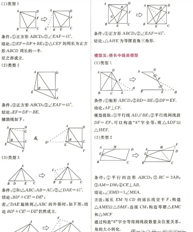 【初中数学资料】初中数学中考几何常考个模型-第3张图片-四季读书网