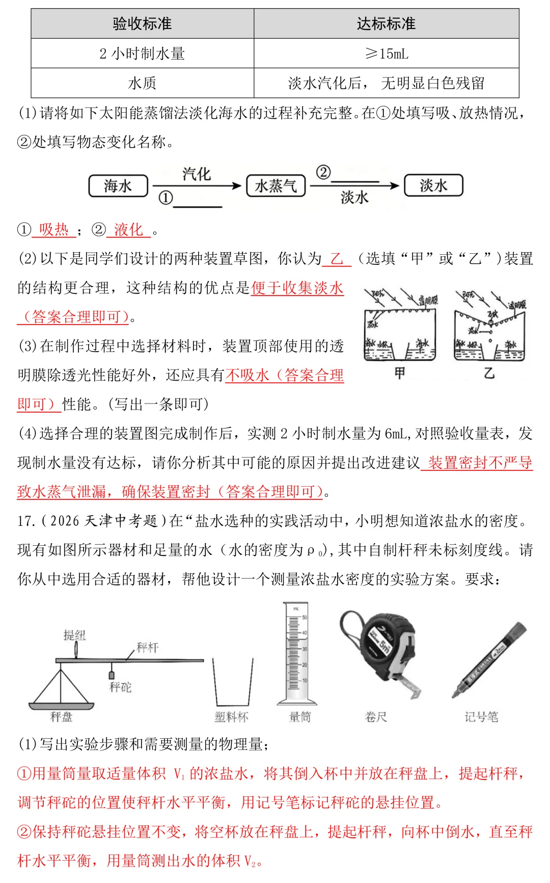 2026年中考物理跨学科实践题真题答案版-第12张图片-四季读书网
