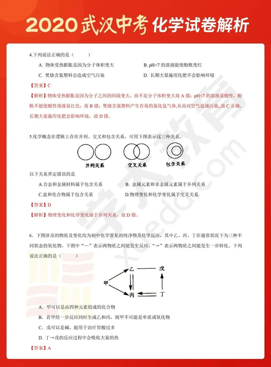 2020武汉中考试卷学大牛师解析(化学)-第8张图片-四季读书网 2020武汉中考试卷学大牛师解析(化学)-第8张图片-四季读书网