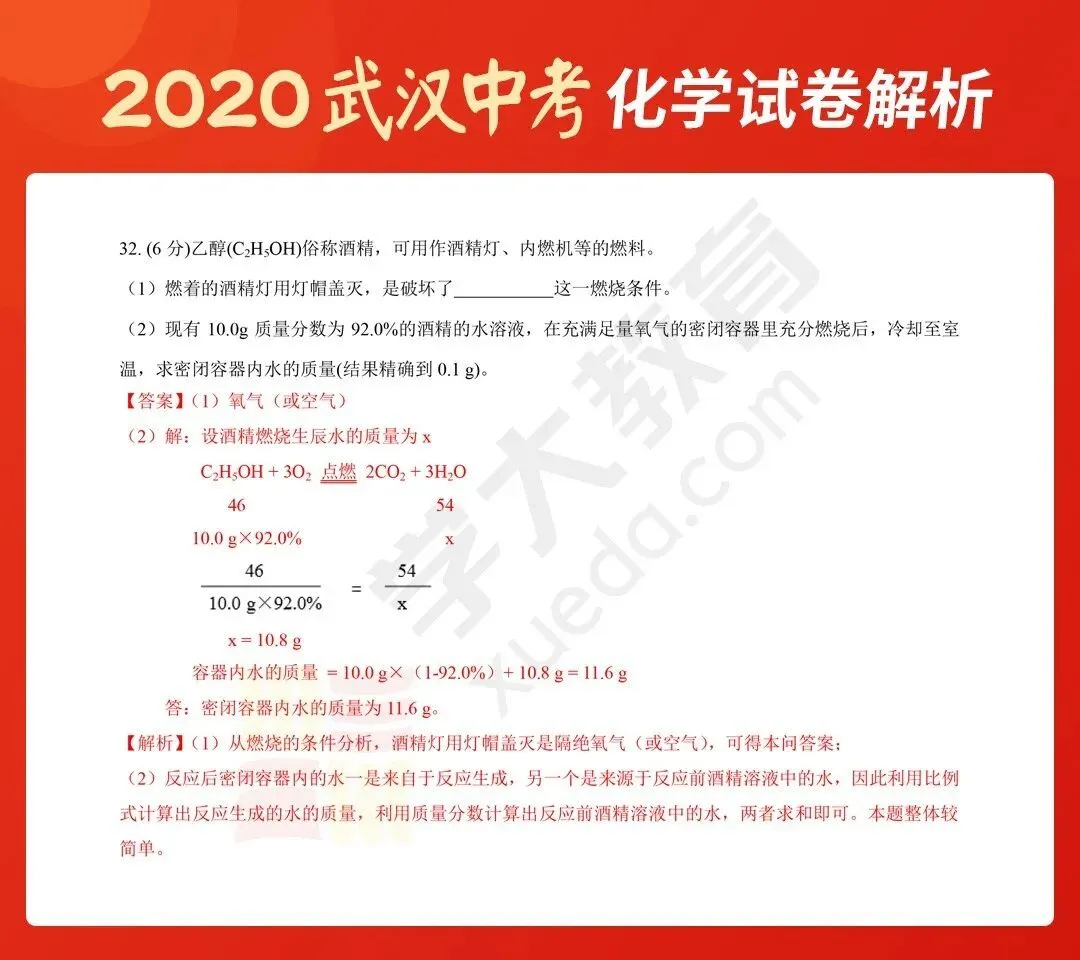 2020武汉中考试卷学大牛师解析(化学)-第16张图片-四季读书网 2020武汉中考试卷学大牛师解析(化学)-第16张图片-四季读书网