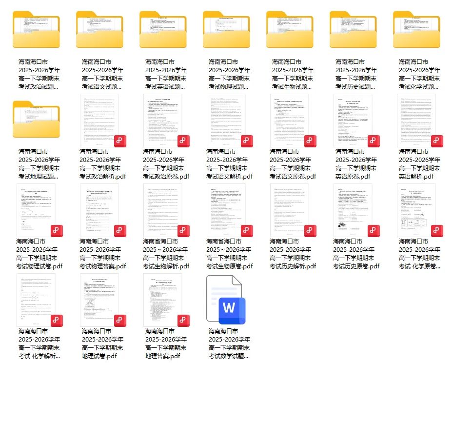全科【高1真题】海南海口市2025-2026学年高一下学期期末考试题试卷答案一解析-第1张图片-四季读书网 全科【高1真题】海南海口市2025-2026学年高一下学期期末考试题试卷答案一解析-第1张图片-四季读书网