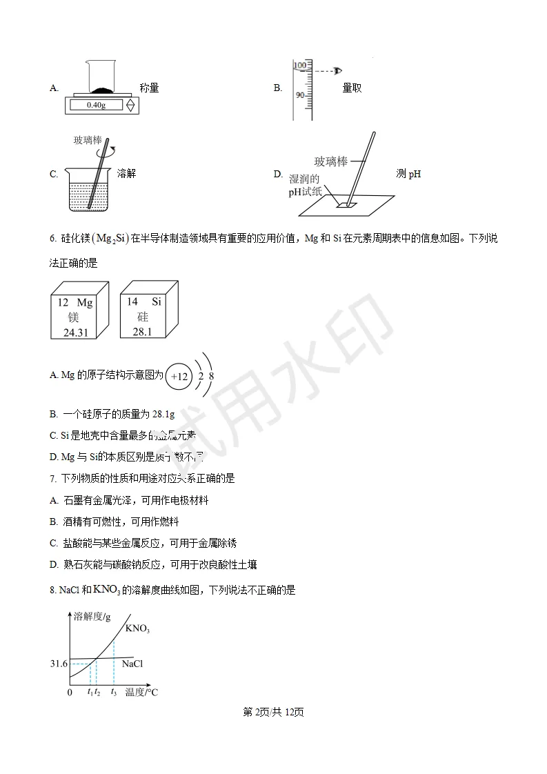 2025中考化学(山东统考题)-第2张图片-四季读书网