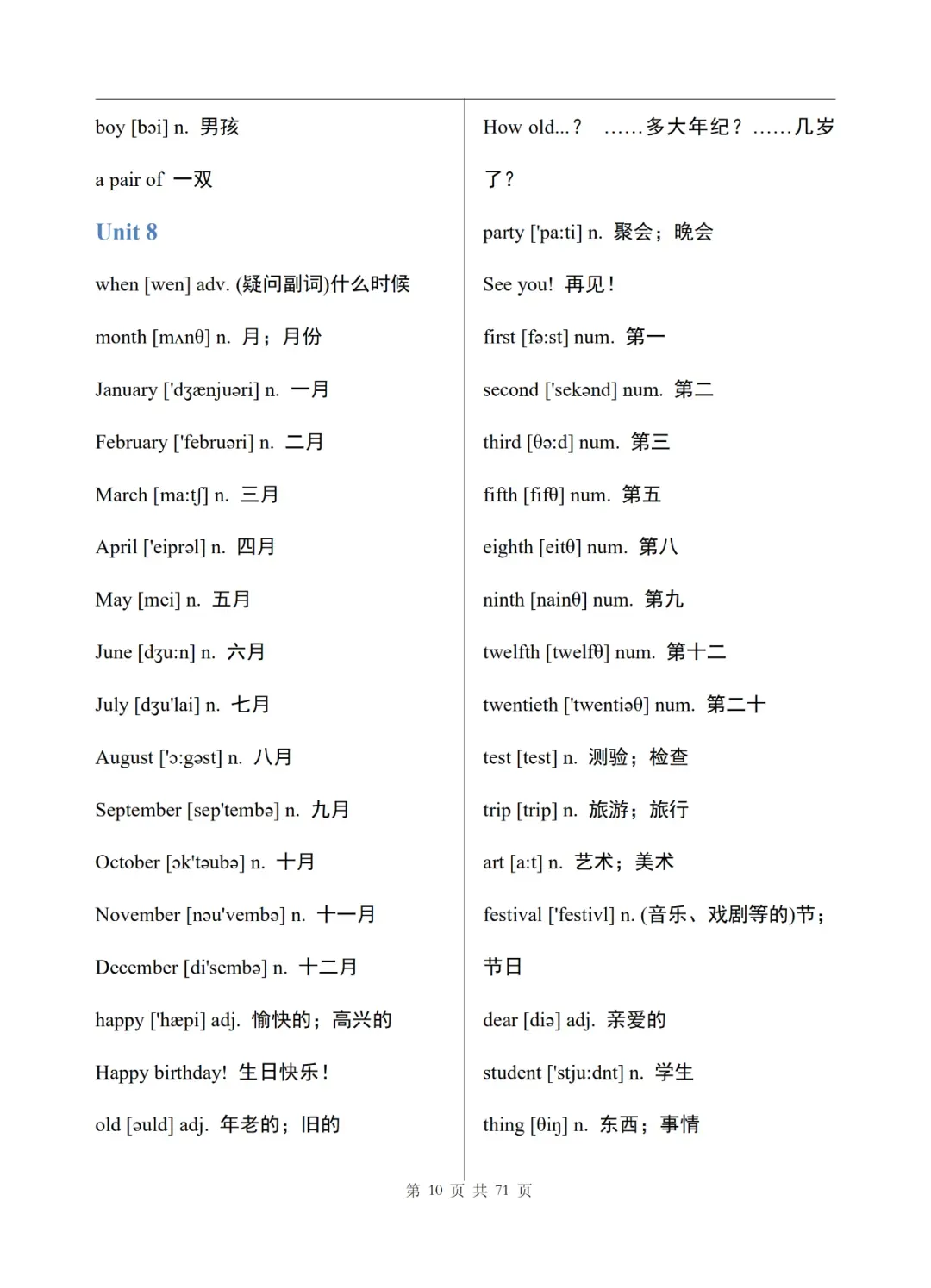中考英语单词表(完整版)-第11张图片-四季读书网