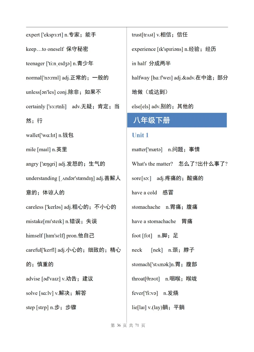 中考英语单词表(完整版)-第37张图片-四季读书网