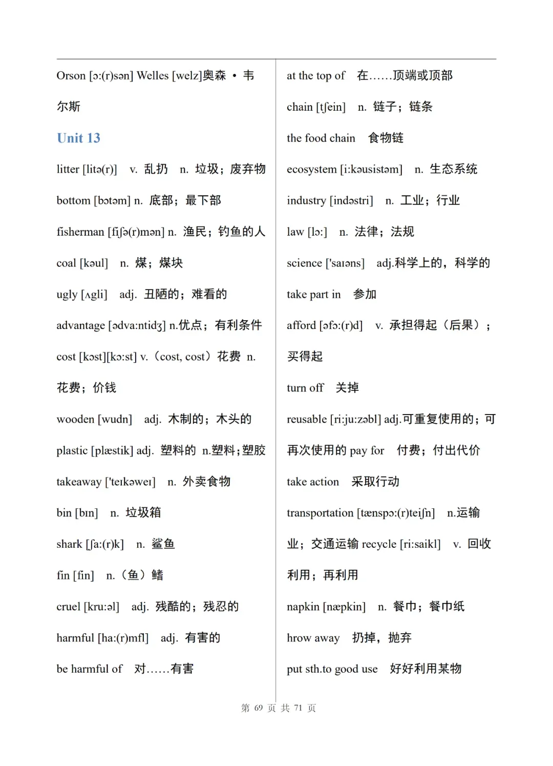 中考英语单词表(完整版)-第70张图片-四季读书网
