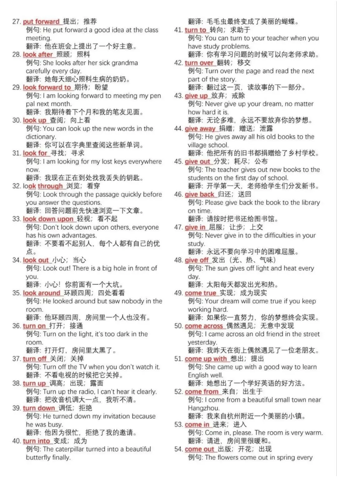 中考700个核心动词短语+常用词句,电子版!-第3张图片-四季读书网