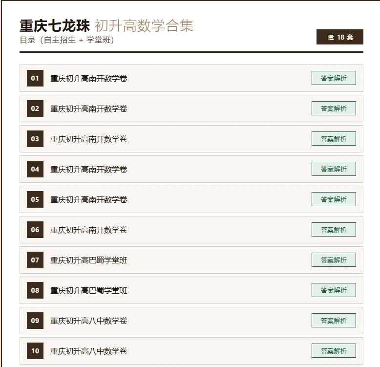 重庆初升高自主招生+学堂班真题+答案解析.珠珠校,金刚校真题和答案解析-第1张图片-四季读书网
