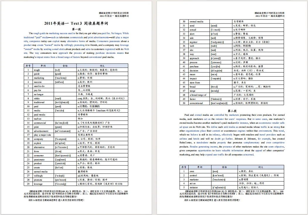 【27考研】真题阅读核心词带背 | 2011年 英语一 text3-第3张图片-四季读书网