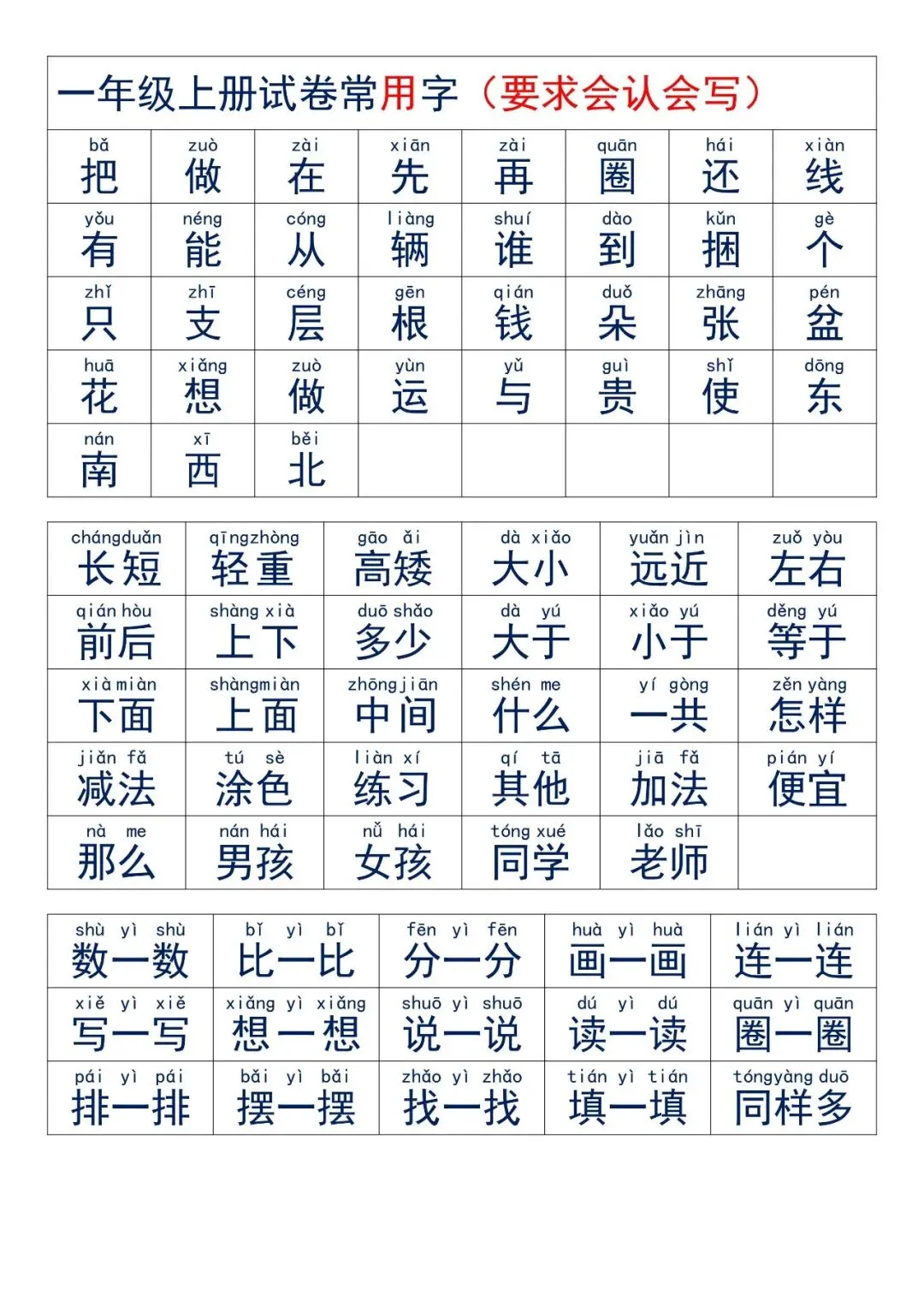 一年级(上)语文试卷必认字-第4张图片-四季读书网 一年级(上)语文试卷必认字-第4张图片-四季读书网