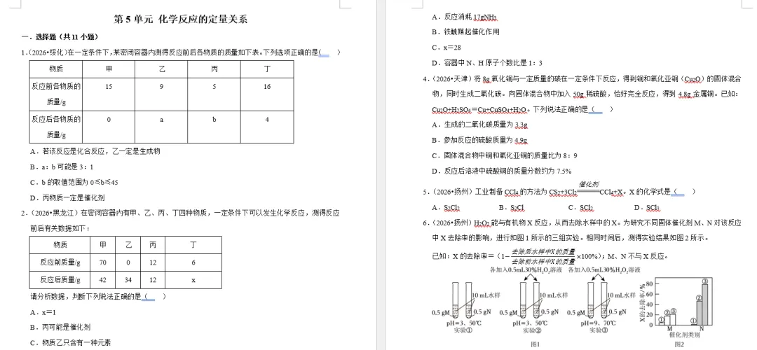 重磅资料!2026 全国各省市中考化学真题按单元分类汇编(含答案和解析,Word 可编辑文档)-第7张图片-四季读书网