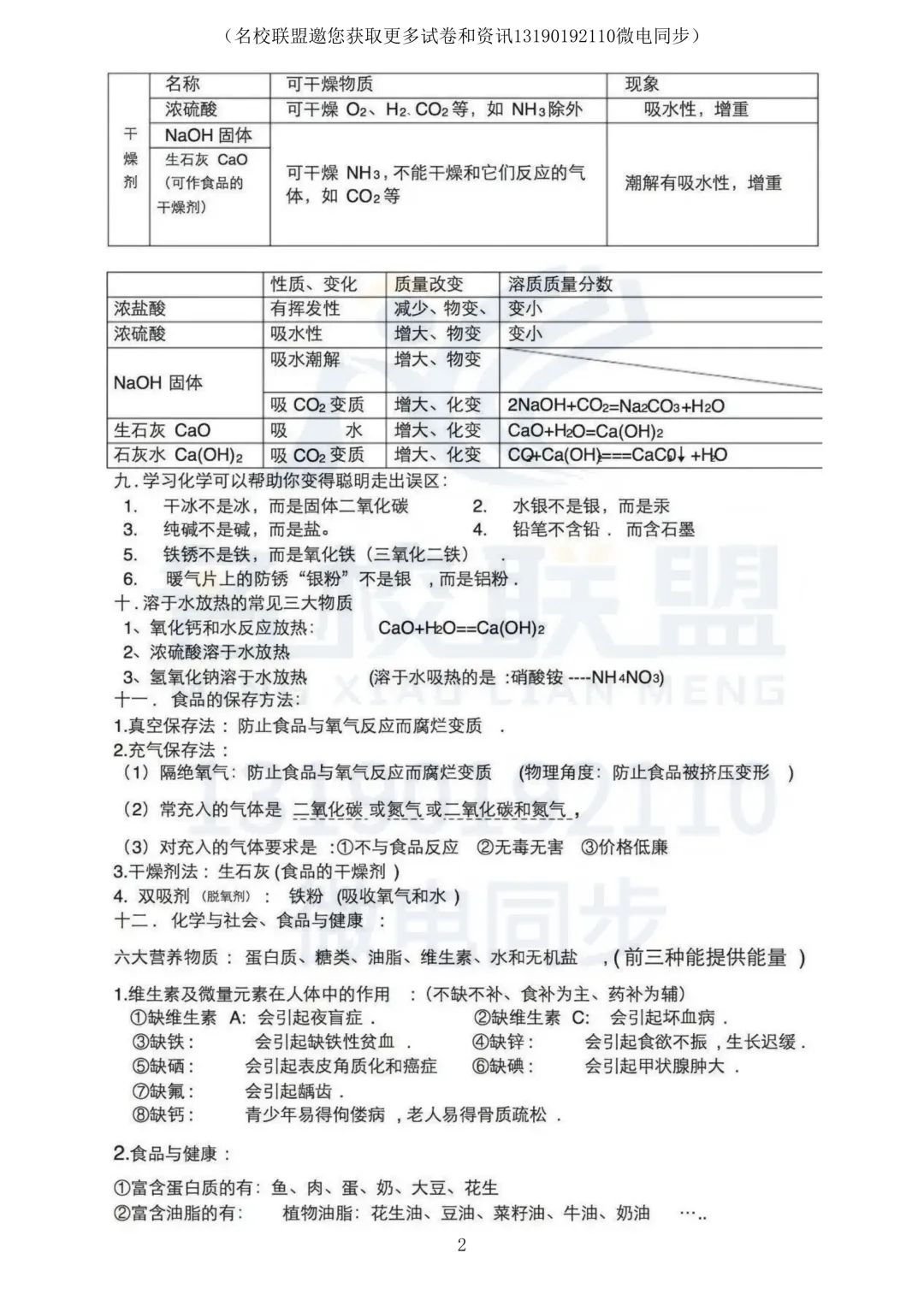 【中考化学】重点知识归纳整理-第2张图片-四季读书网