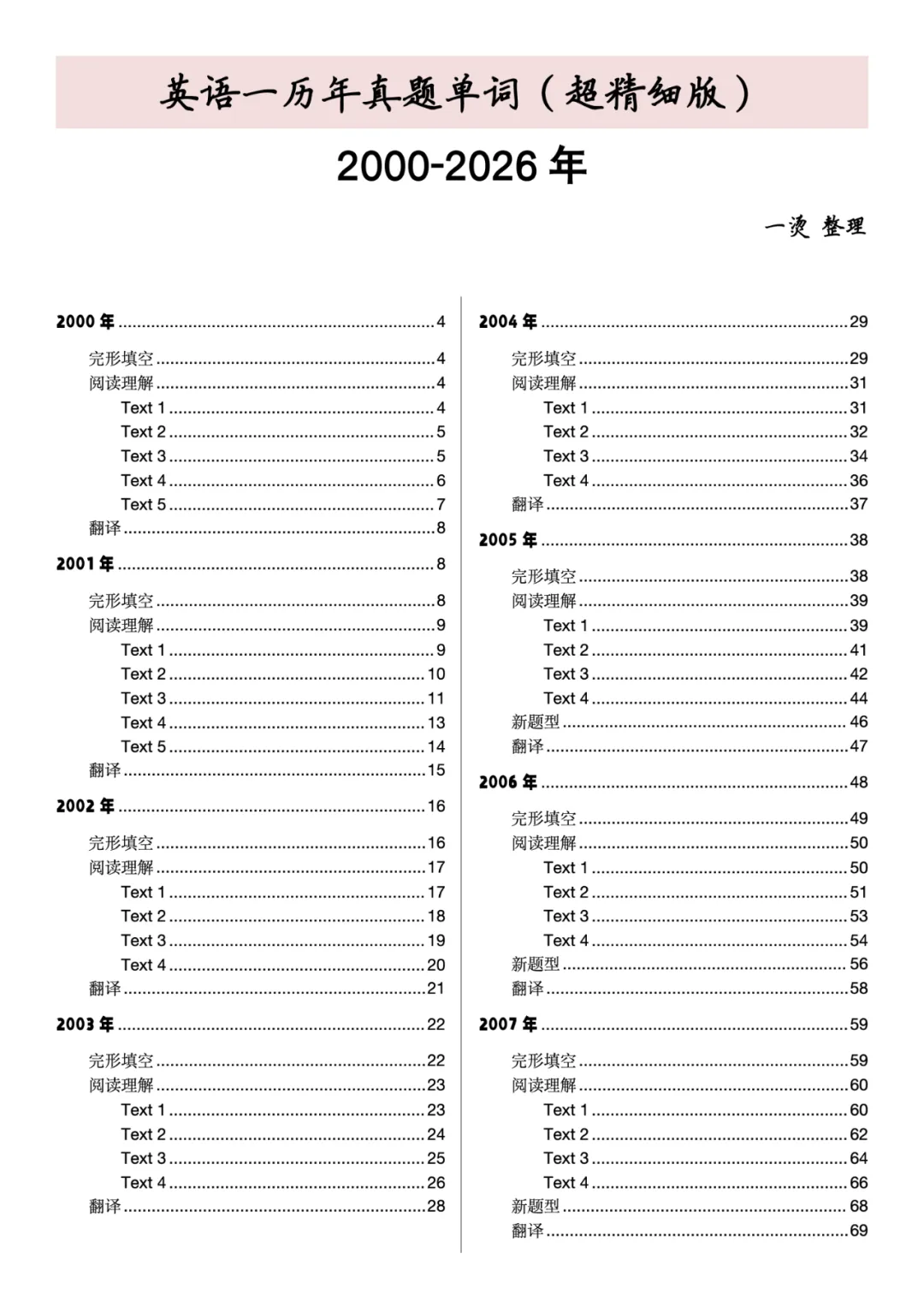 2000-2026考研英语历年真题单词+短语,超详细笔记-第1张图片-四季读书网