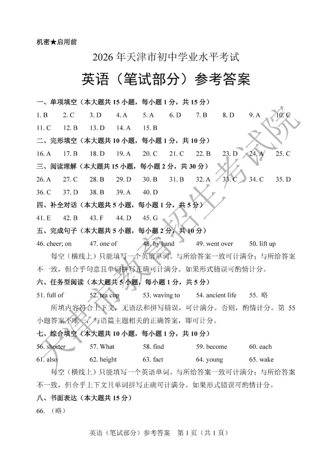 【中考真题】2026年天津市中考全科真题(含答案)-第35张图片-四季读书网