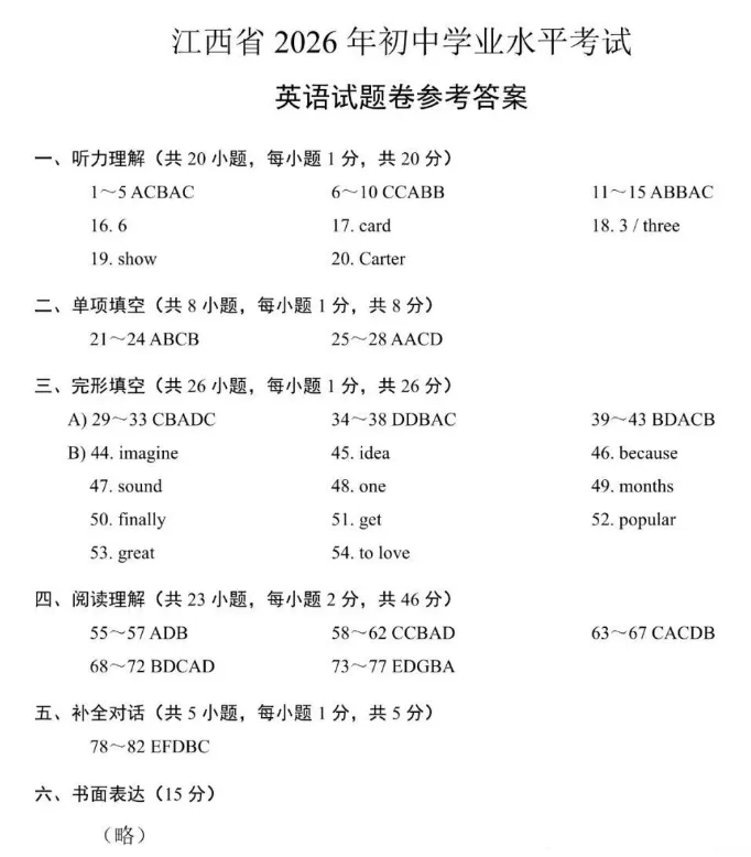 【中考真题】2026年江西省中考全科真题(含答案)-第28张图片-四季读书网 【中考真题】2026年江西省中考全科真题(含答案)-第28张图片-四季读书网