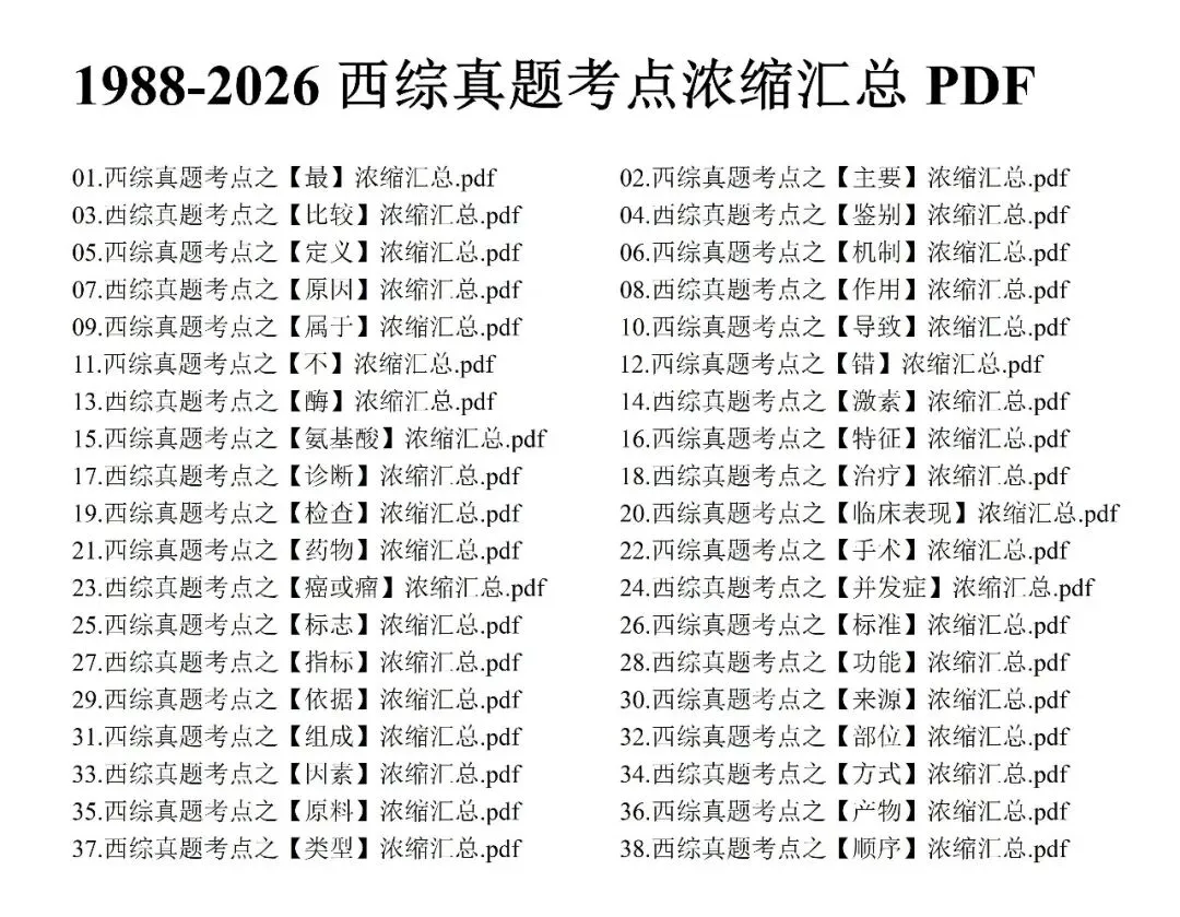 西综刷题小程序:西综真题考点【主要】型速记-生理学\生物化学\病理学-1988-2026【PDF】-第1张图片-四季读书网