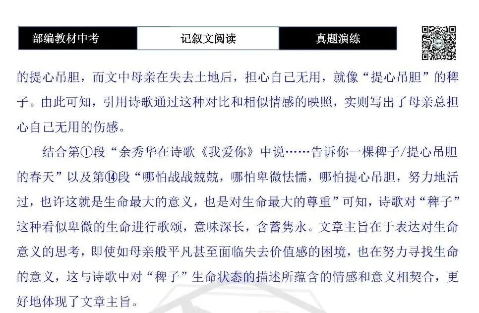 【中考专项-记叙文阅读18讲】课件+文本+例文实战-13引用诗文、史料作用分析题(5元)-第54张图片-四季读书网 【中考专项-记叙文阅读18讲】课件+文本+例文实战-13引用诗文、史料作用分析题(5元)-第54张图片-四季读书网