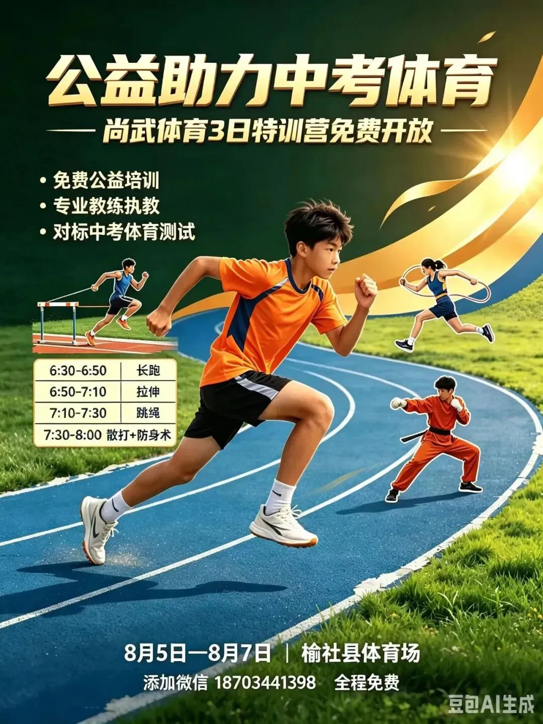 榆社:公益助力中考体育,尚武体育4日特训营免费开放-第3张图片-四季读书网