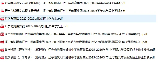 25年9月虹桥中学九年级开学考全科试卷+答案+解析-第1张图片-四季读书网
