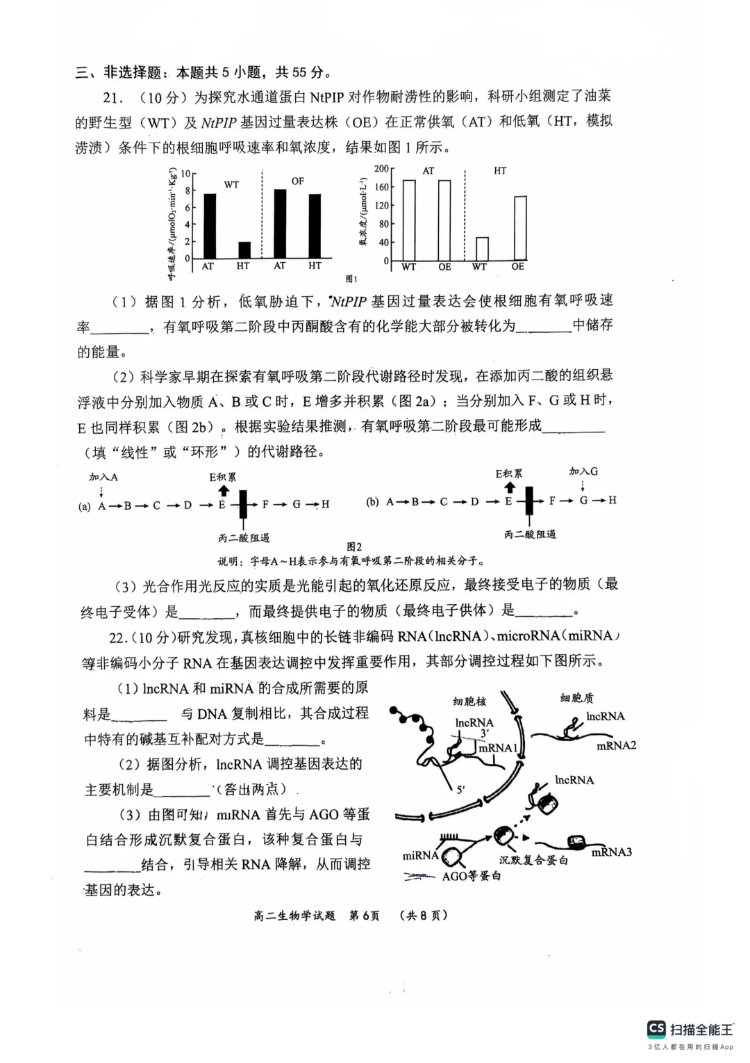 新高二自测 往年校际联考 开学考生物学试卷-第6张图片-四季读书网