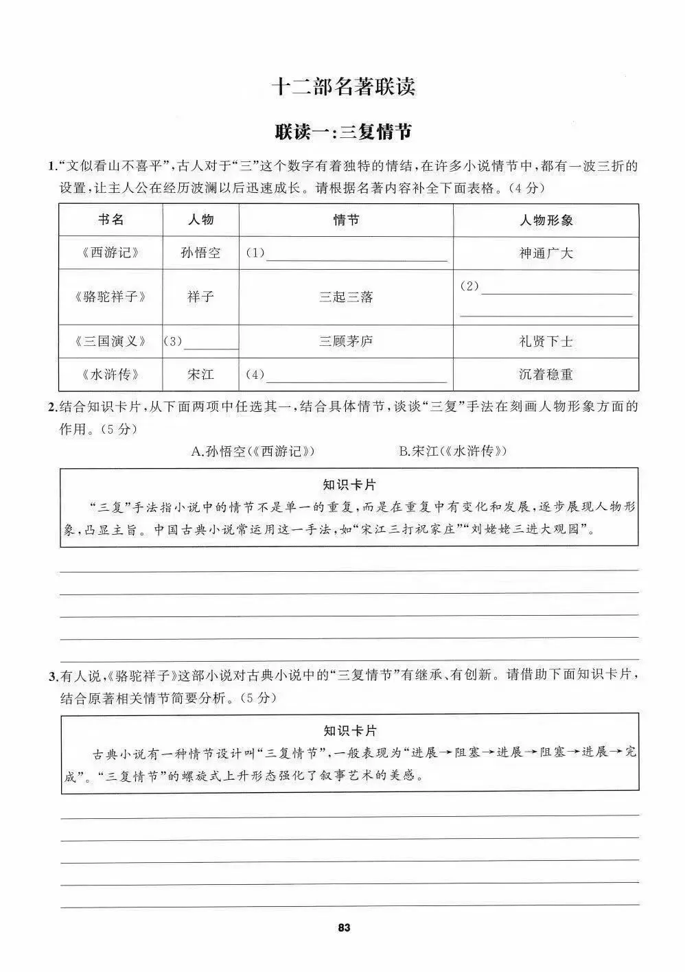 中考语文名著强化训练,不愧是教研组发的!-第9张图片-四季读书网