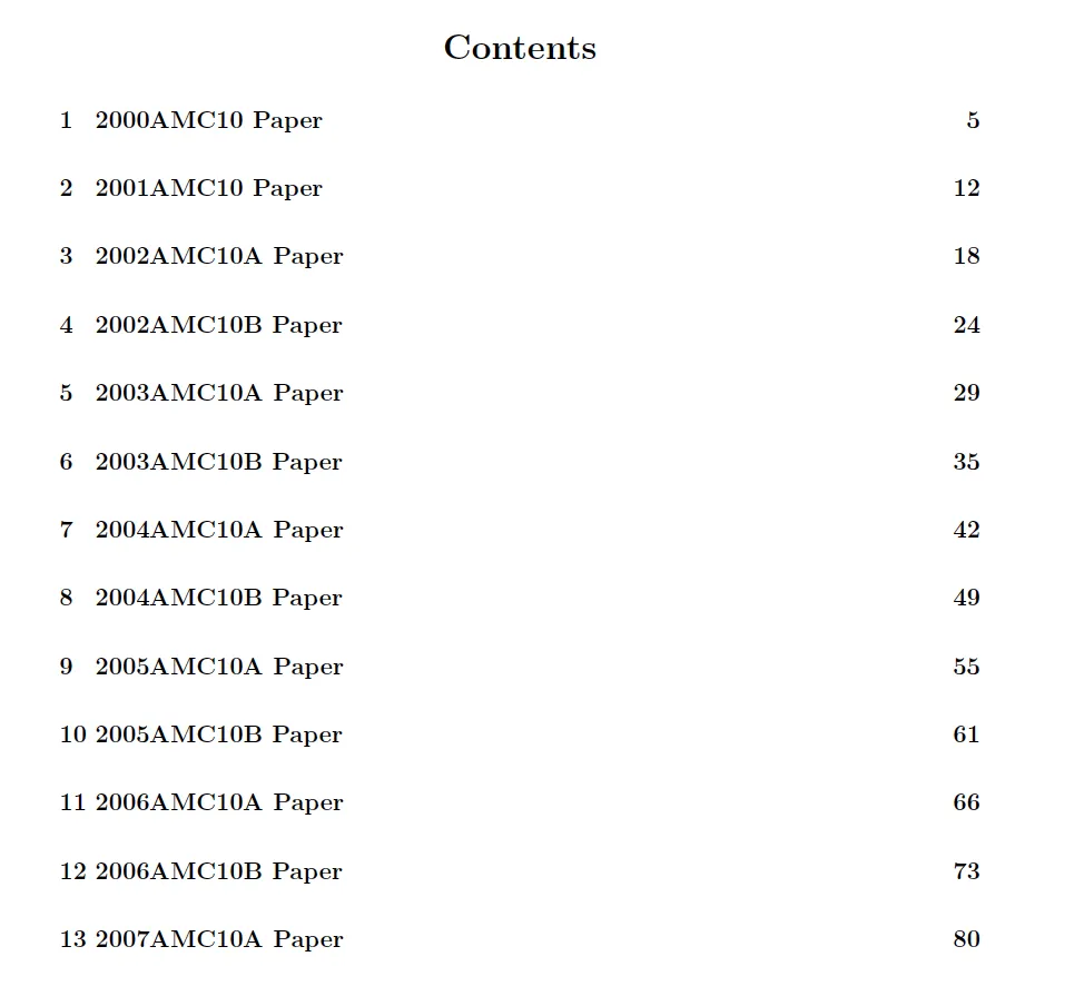 免费赠送美国数学竞赛AMC10 全套真题+答案(2000-2025)Latex精排高清打印版-第1张图片-四季读书网