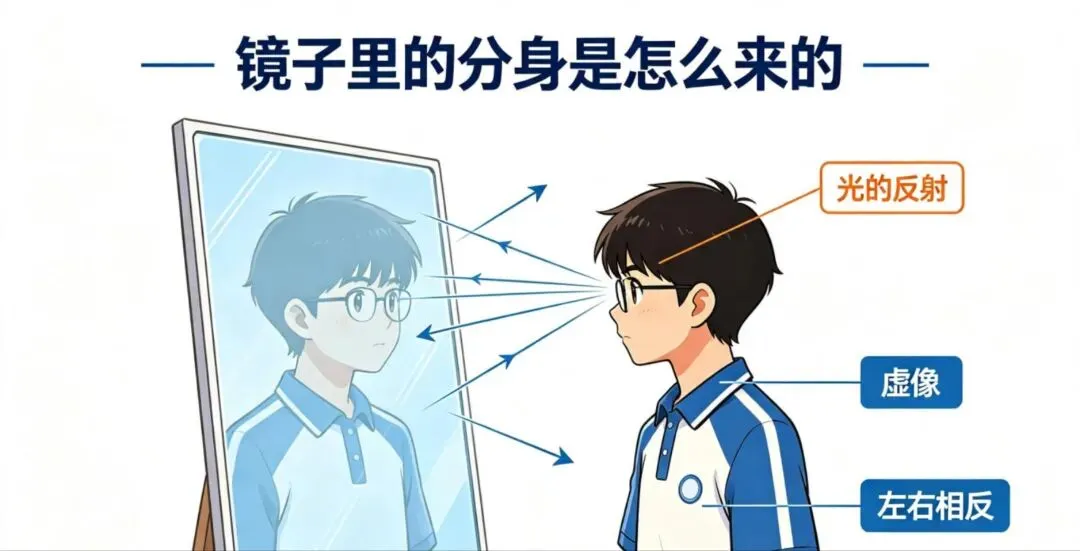 中考物理|平面镜成像(趣味通俗+满分口诀+实验详解+真题绝杀)初中生专属-第1张图片-四季读书网