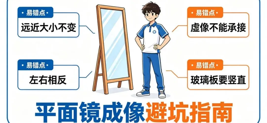 中考物理|平面镜成像(趣味通俗+满分口诀+实验详解+真题绝杀)初中生专属-第3张图片-四季读书网