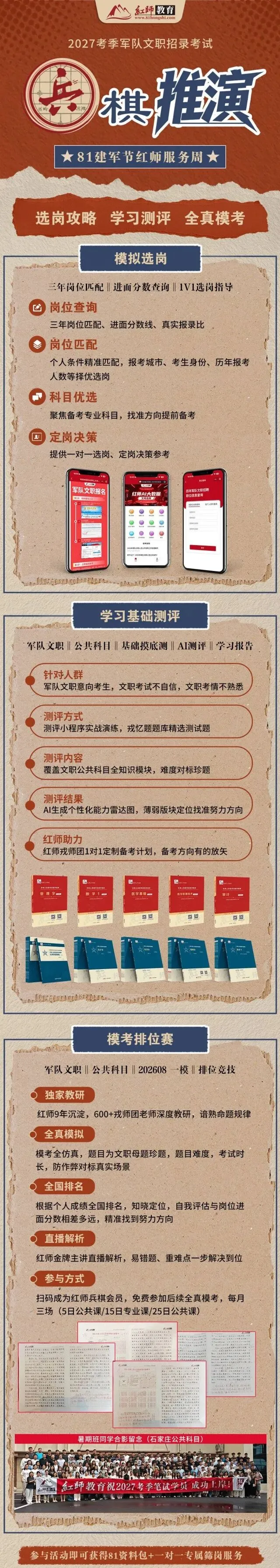 红师教育2027考季军队文职模考暨兵棋推演排位赛正式开启!今年考生必-第13张图片-四季读书网