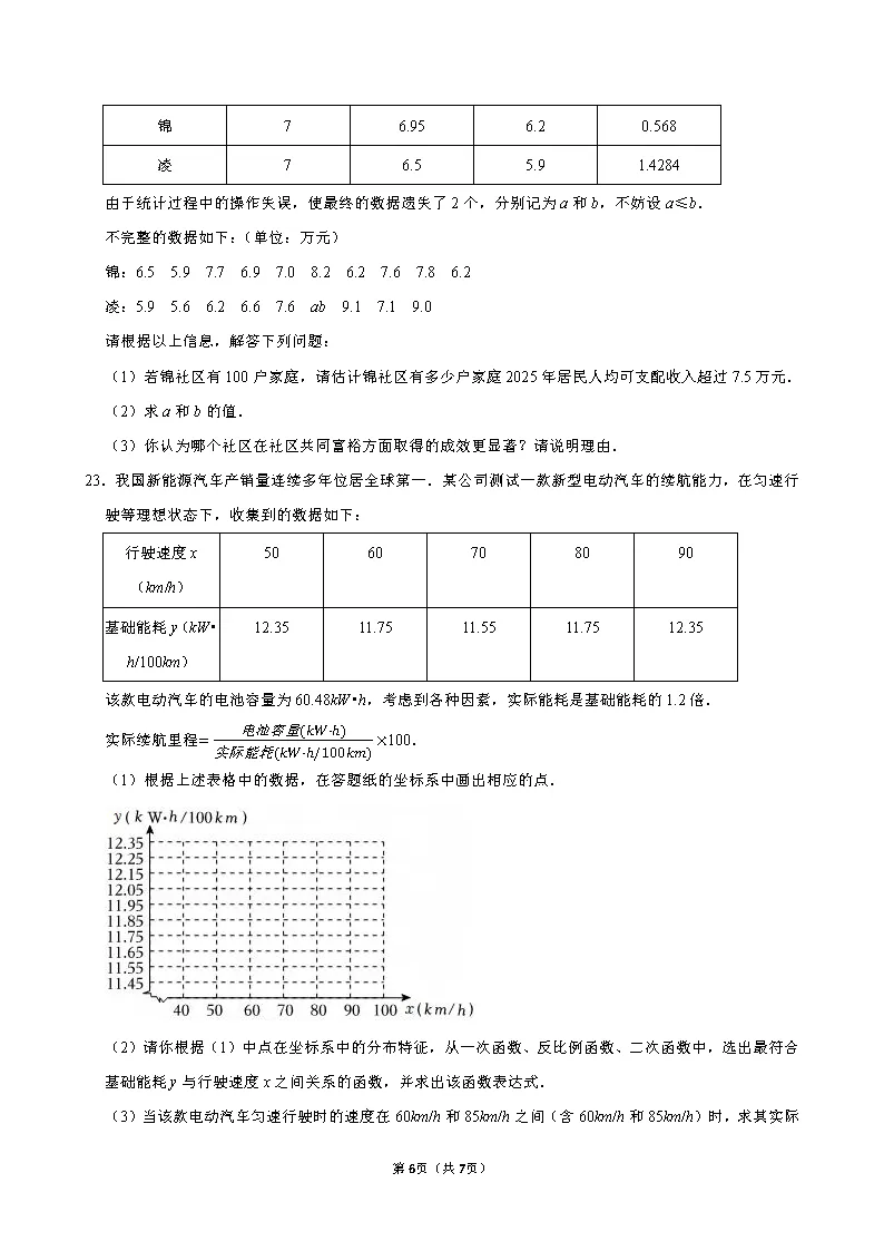 【中考数学】2026年浙江省中考数学试卷(含答案)-第7张图片-四季读书网