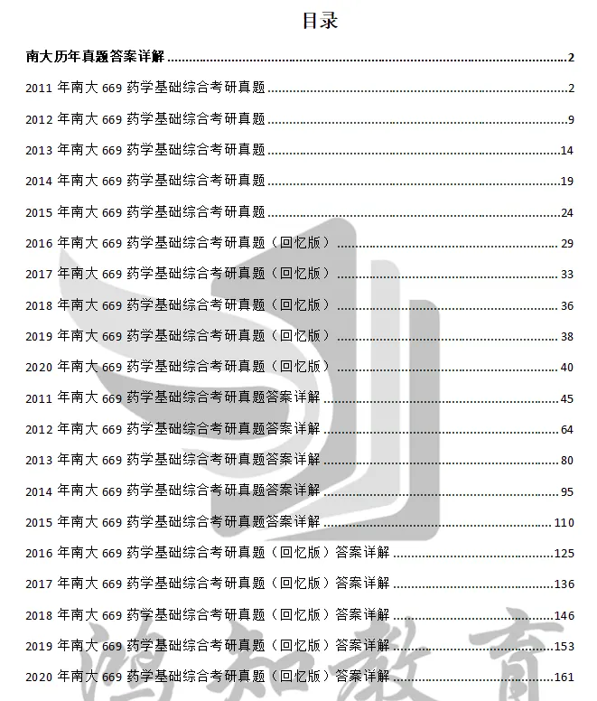 2008-2020年南大药学669考研真题试卷与参考答案+27考研专业课资料汇总-第3张图片-四季读书网