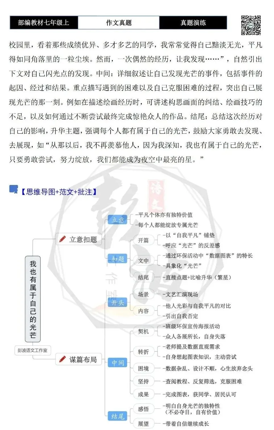 【作文-真题演练】七年级上-05-我也有属于自己的光芒+解析+范文批注指导-第6张图片-四季读书网 【作文-真题演练】七年级上-05-我也有属于自己的光芒+解析+范文批注指导-第6张图片-四季读书网
