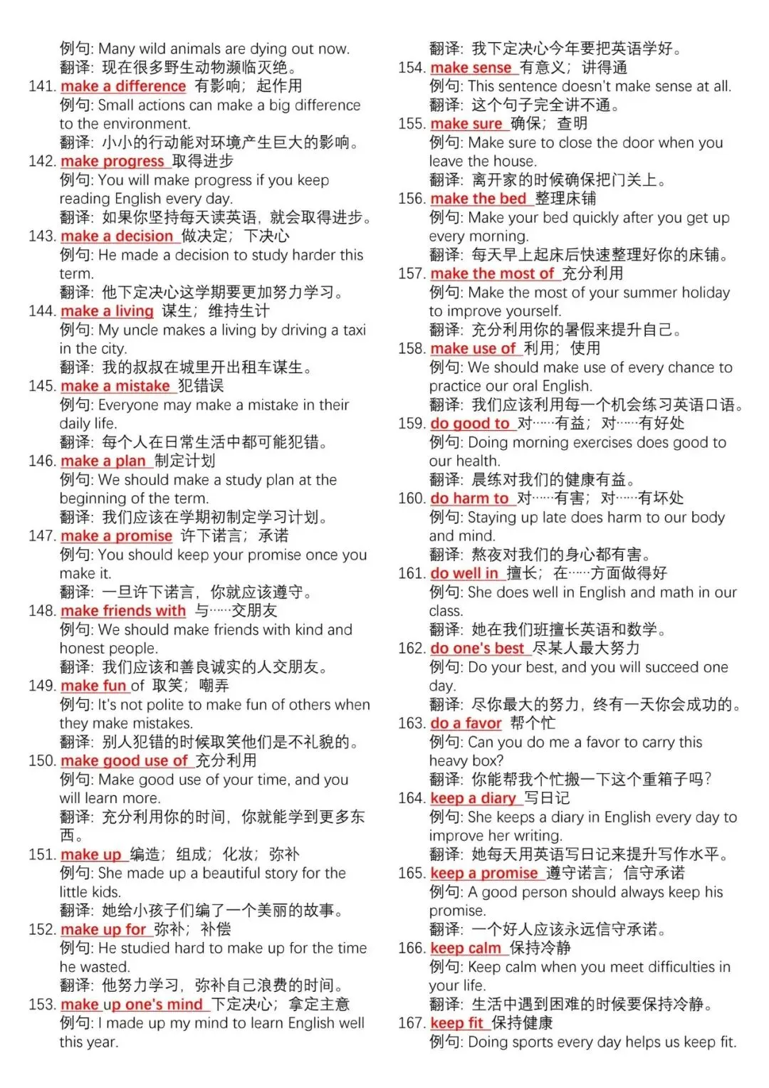 中考英语700个核心动词短语 例句总结-第6张图片-四季读书网