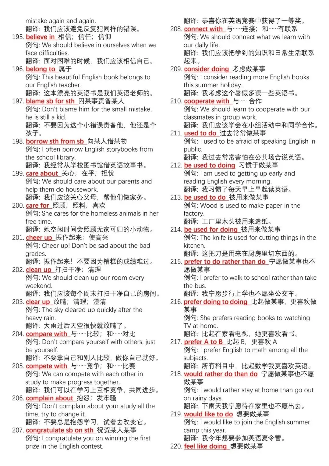 中考英语700个核心动词短语 例句总结-第8张图片-四季读书网