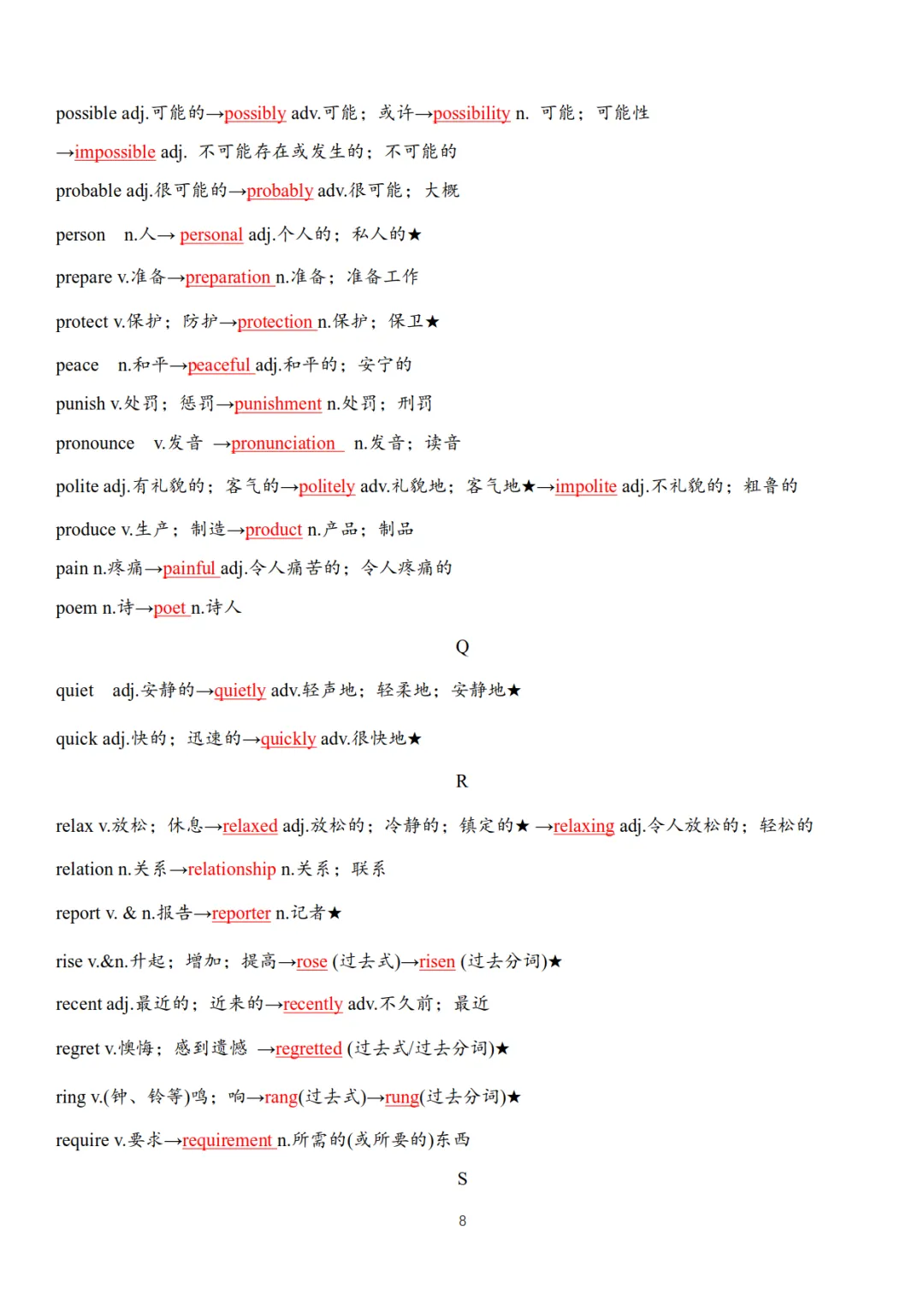 中考英语高频词汇变形归纳(默写版+背诵版),为孩子收藏!-第8张图片-四季读书网