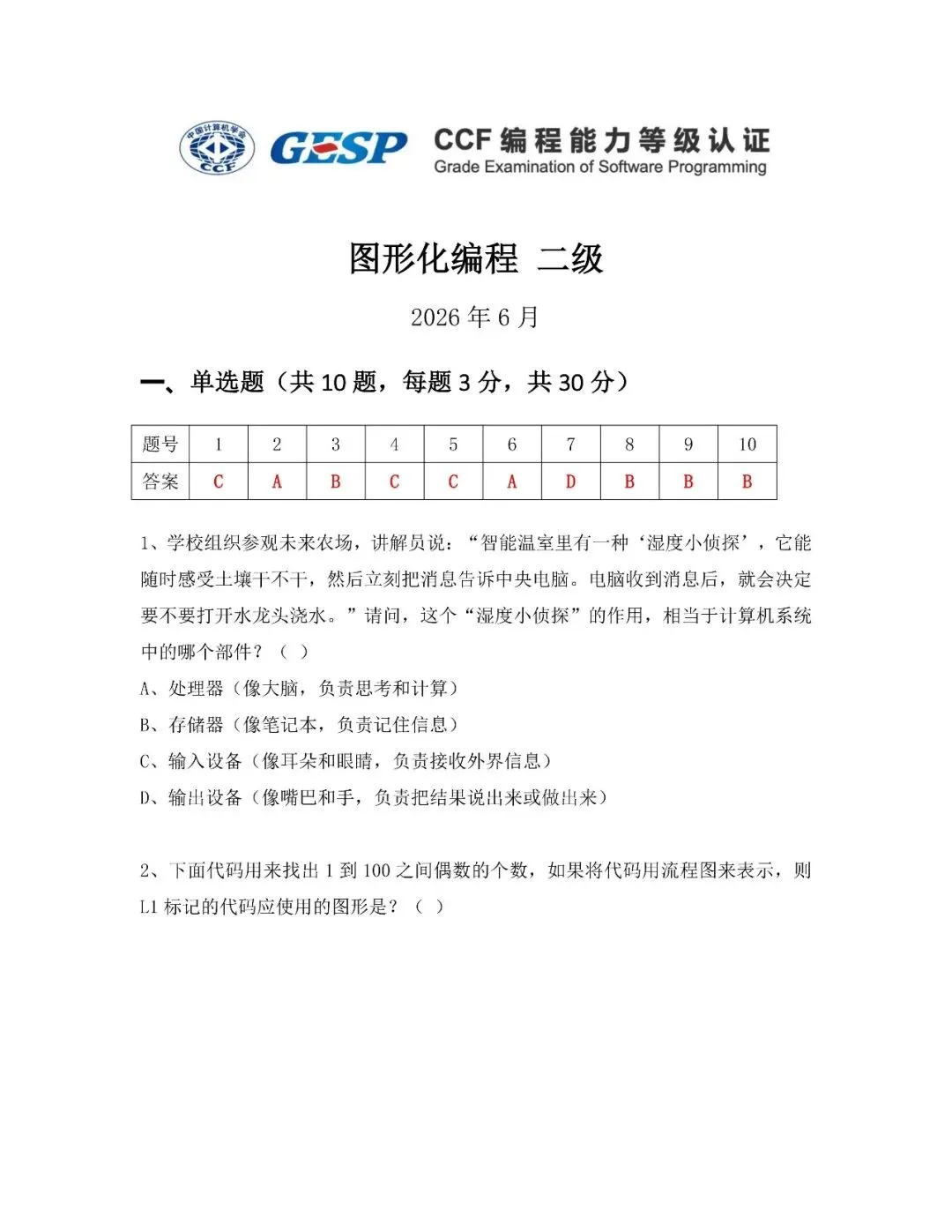 今年GESP编程考级真题:图形化编程、Python、C++都有,免费领-第3张图片-四季读书网