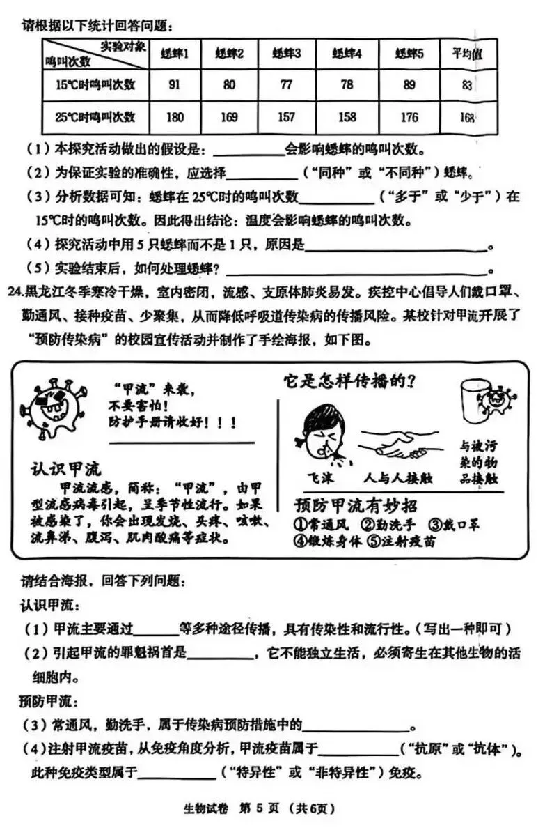 【2026中考试题】2026年黑龙江龙东地区中考生物试题及答案-第5张图片-四季读书网 【2026中考试题】2026年黑龙江龙东地区中考生物试题及答案-第5张图片-四季读书网