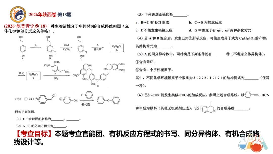 系列微课:高考化学真题详解——2026年陕西卷第18题(有机综合大题)-第8张图片-四季读书网 系列微课:高考化学真题详解——2026年陕西卷第18题(有机综合大题)-第8张图片-四季读书网